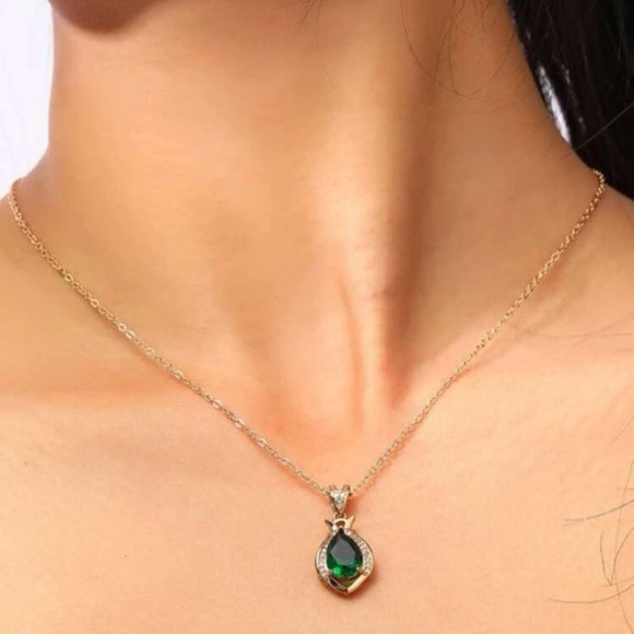 Aqua Sparkle Cubic Zirconia Water Drop Necklace - Picture 2 of 7